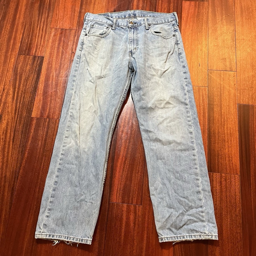 Levis Jeans Mens 32x30 (34x29) 569 Loose Straight Skater Grunge Distressed Blue